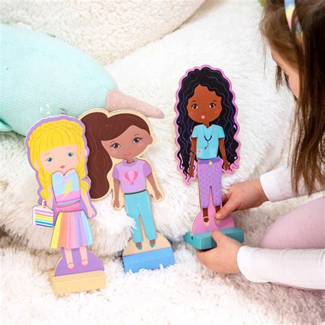 Yarn magical wooden dolls with tin